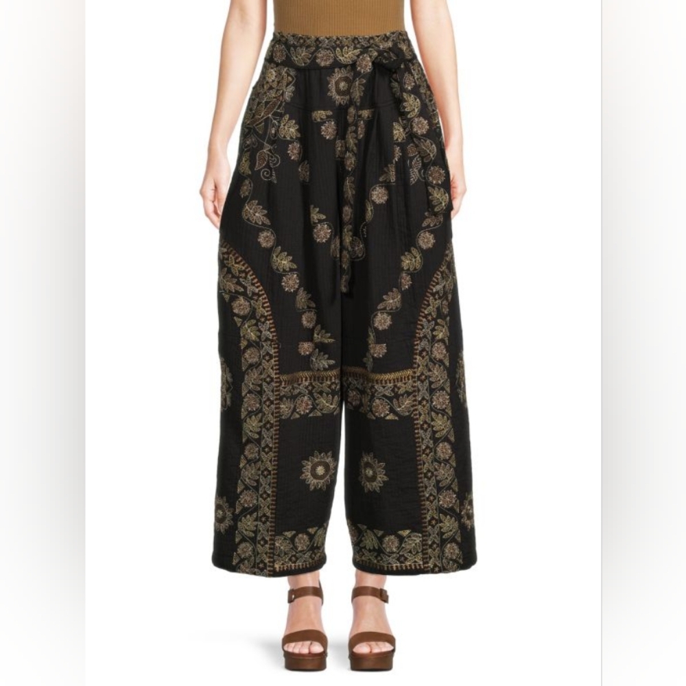 Free People Samara Embroidered Wide Leg Pants